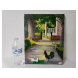 Rooster Oil Painting By Rose Doster