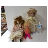 Vintage Porcelain And Plastic Dolls