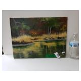 Duck In Pond Oil Painting By Rose Doster
