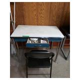 Metal table With Drawer & Chair