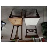 White Covered Dining Chair & Woven Seat (Broken)