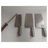 Stainless Steel Meat Cleavers And Sharpener