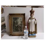 Religious Picture And Statue. Statue Needs Repair