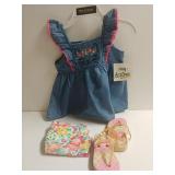 Girls Size 2T Outfit And Flip Flops. New With