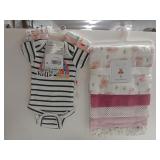 Newborn Girls Onesies And Receiving Blankets. New