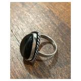 Southwestern Black Onyx Gemstone Ring Marked .925