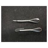 Silver Tone And Black Onyx Dangle Earrings Marked