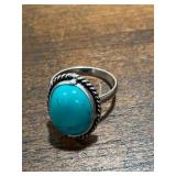 Southwestern Turquoise Gemstone Ring Marked .925