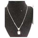 Ladies Silver Tone Cameo Necklace Marked PAT