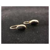 Ladies Gold Tone And Onyx Earrings No Markings