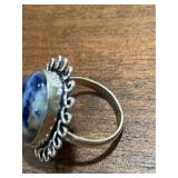 Blue Lapis Gemstone Ring Marked .925