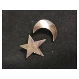 Star And Moon Earrings Marked Mexico  925
