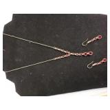 Ladies Gold Tone and Ruby Like Necklace And