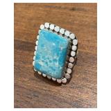 Dominican Larimar Gemstone Ring Marked .925