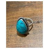 Southwestern Turquoise Gemstone Ring Marked .925