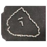 Ladies Silver Tone Necklace And Earrings Necklace