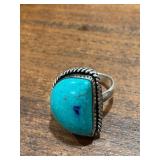 Southwestern Turquoise Gemstone Ring Marked .925
