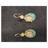 Ladies Gold Tone Turtle Earrings No Markings