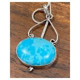 Dominican Larimar Gemstone Pendant Necklace