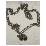 Vintage Designer Signed Necklace w/Emerald Stone