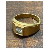 Diamond? Solitaire Gold Ring Marked 18KT hge