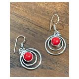 Southwestern Red Coral Hook Earrings