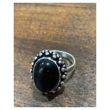 Southwestern Black Onyx Gemstone Ring Marked .925