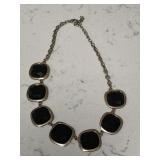 Vintage Large Faceted Onyx Rhinestone Necklace