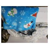 Blue Snowflake Flannel Sheet Set & Snowman