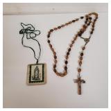 Wooden Bead Rosary & Scapula