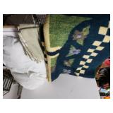 Rooster Blanket,  Green Flannel Pillowcases,