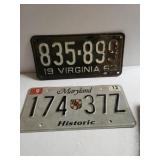 Virginia & Maryland License Plates