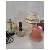 Pink Glass Lampshade, Lamp Base, Tea Candle Lamp