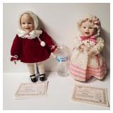 2 Porcelain Dolls With COA
