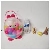 New Plastic Chicken With Eggs With Ceramic Easter