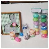 Easter Plaque, Eggs, And Candles