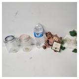 2 Country Folks Figurines And 2 Glass Containers