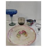 Decorative Plate, Blue Stemware & More