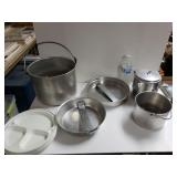 Camping Supplies To Include  Pots Coffee Pot And