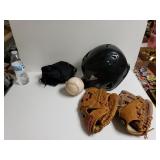 Adidas Baseball Helmet,  Gloves, Softball And Bag