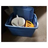 Storage Tote With Contents To Inbucket Basket