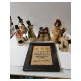 Assorted Snowmen Statues,  Angel Statue,  Cloth