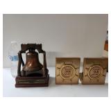 Ship Wheel Bookends And Liberty Bell Decor
