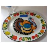Vintage Enamel Turkey Platter Serving Tray