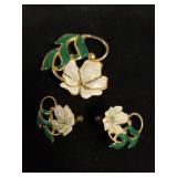 Vintage Brooch And Screw Back Earrings