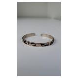 Ladies Silver Cuff Bracelet W/wheat Markings -