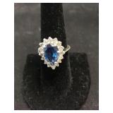Marked 18k HGE Size 6.5 Sapphire Ring