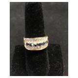 Womens Sapphire Gold Tone Ring Marked 14k Gold