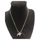 Silver Necklace And Dog Pendant Marked 925