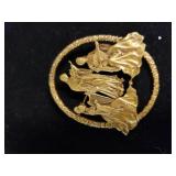 Gold Tone Brooch Marked MFA.